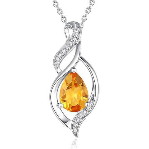 Sterling Silver Teardrop Birthstone Infinity Love Necklace for Women
