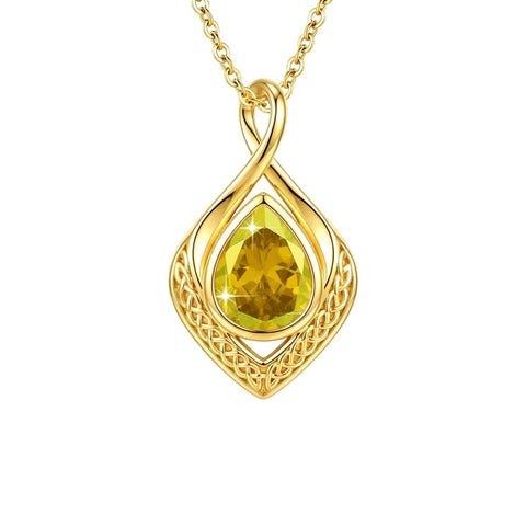 14K Gold Plated  Birthstone Celtic Knot Infinity Necklace  Birthday Christmas Jewelry Gift
