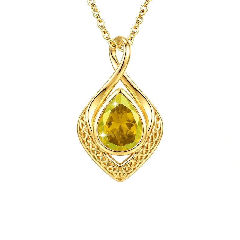 14K Gold Plated  Birthstone Celtic Knot Infinity Necklace  Birthday Christmas Jewelry Gift