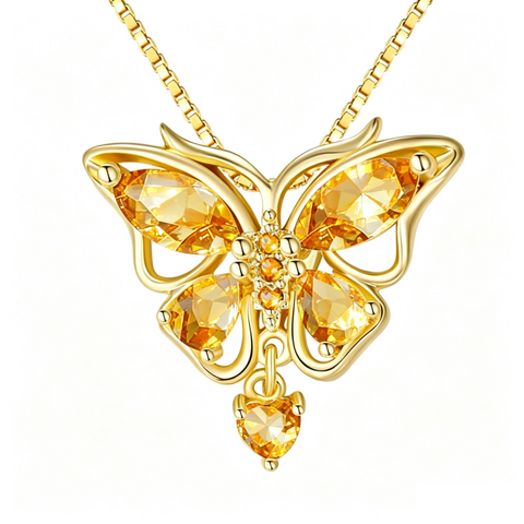 14K Gold Plated Birthstone Butterfly Necklace for Women Ideal Gift for Anniversary Christmas Birthday