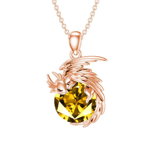 14K Gold Birthstone Dragon Necklace Pendant Necklace