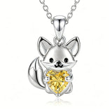 Sterling Silver 12 Month Birthstones Hedgehog Pug Fox Otter Pendant Necklace Gifts for  Birthday, Christmas, Graduation