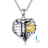 Sterling Silver Heart Birthstone Skeleton Urn Necklaces for Ashes