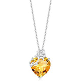 10K 14K 18K White Gold Heart Birthstone Rose Pendant Necklace Mothers Day Gift