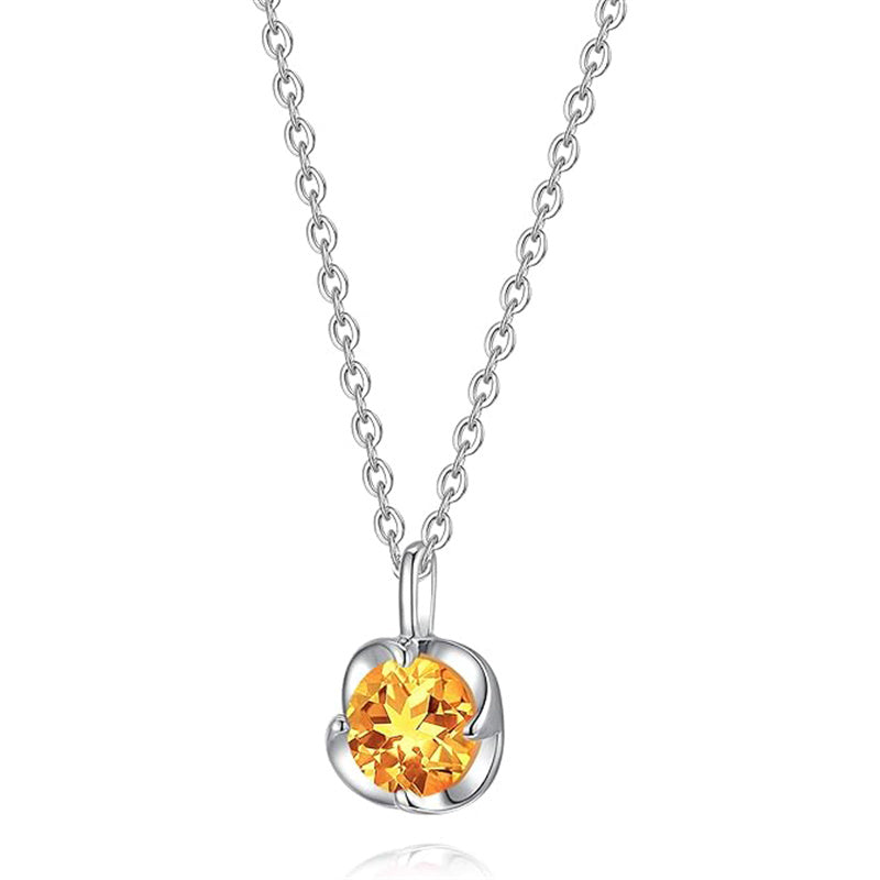 10K 14K 18K White Gold Birthstone  Flower Pendant Necklace Mothers Day Gift