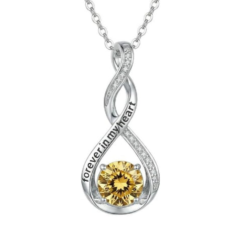 14K Gold Plated 12 Month Birthstone Infinity Twisted Pendant Necklace Mother's Day Christmas Anniversary Birthday Gift