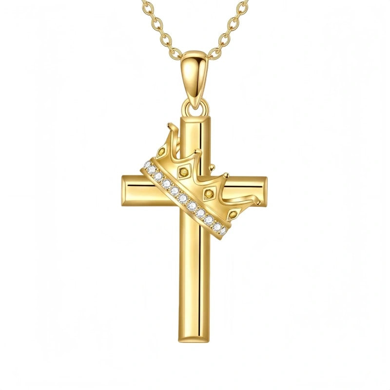 14K Gold Plated Birthstone Infinity  Cross Pendant NecklaceJewelry for Women
