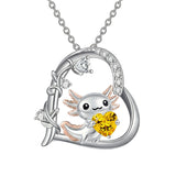 Sterling Silver Birthstone Axolotl Pendant Necklace Jewelry Gifts for Women