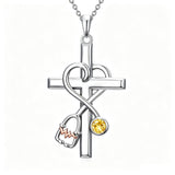 14K Gold Plated  Birthstone Stethoscope Cross Necklace Graduation Gifts for Women RN
