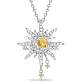 Sterling Silver Birthstone Sun Moon Pendant Necklace for Women