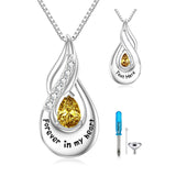 Sterling Silver Personalized Engraved Birthstone Urn Necklace for Ashes