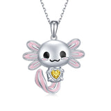 Axolotl Necklace 925 Sterling Silver Axolotl Pendant Cute Animal Jewelry Gift for Women Girls Daughter