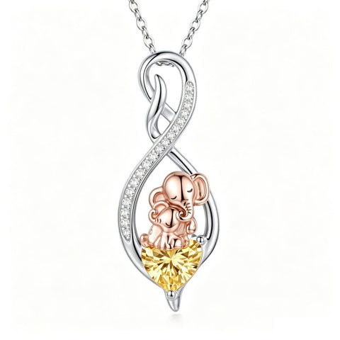 Sterling Silver 12 Month Birthstone Infinity Heart Animal Pendant Necklace Christmas Birthday Jewelry Gift
