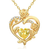 Sterling Silver Birthstone Rose Necklace for Women