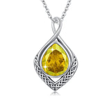 Sterling Silver Birthstone Teardrop Infinity Celtic Knot Pendant Necklace