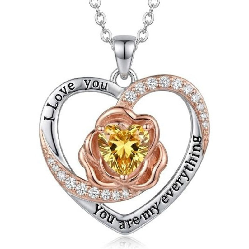 14K Gold Plated  Birthstone Rose Flower Necklaces for Women