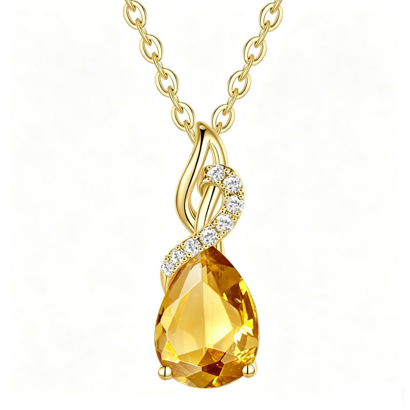 14K Gold Plated  Teardrop Birthstone Pendant Necklace Birthday Gifts for Women