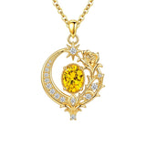 14K Gold Plated  Birthstone Rose Flower Necklace  Birthday Christmas Jewelry Gift