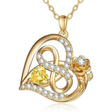 Sterling Silver Birthstone Rose Necklace for Women