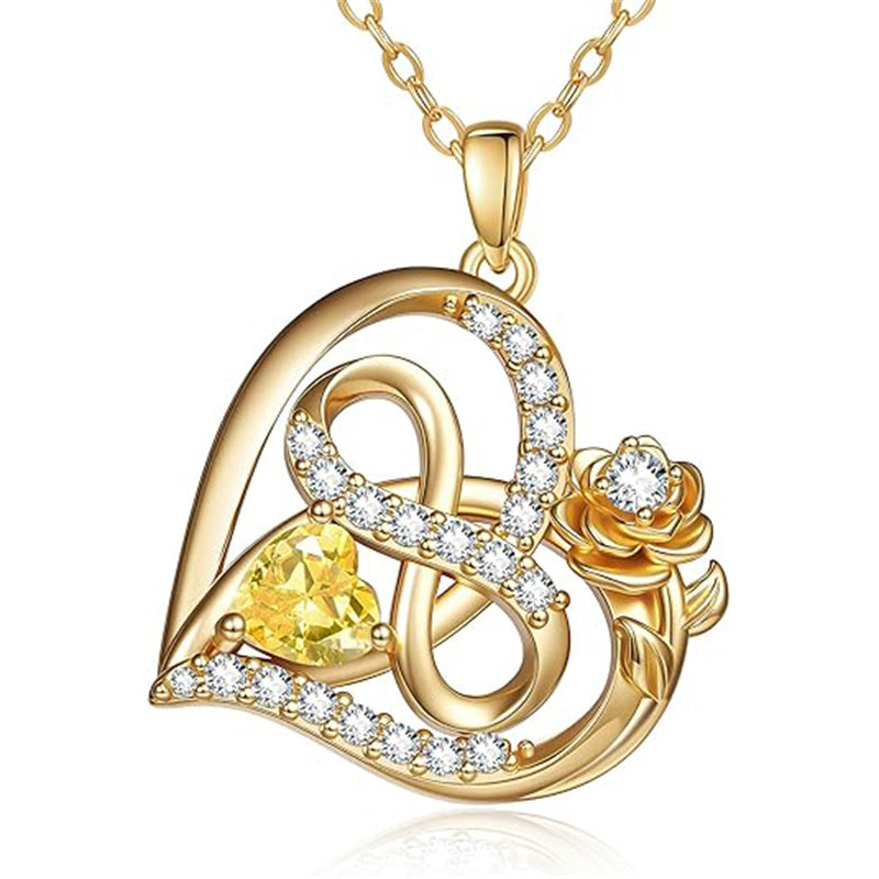 Sterling Silver Birthstone Rose Necklace for Women