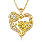 14K Gold Plated Birthstone  Sunflower Pendant Necklace for Women  Anniversary Christmas Birthday Gift