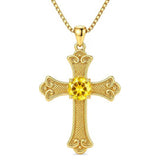 14K Gold Plated  Birthstone Cross Necklace  Pendant Necklace Mother's Day Birthday Gifts for Women