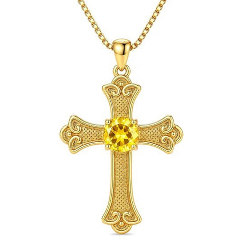 14K Gold Plated  Birthstone Cross Necklace  Pendant Necklace Mother's Day Birthday Gifts for Women