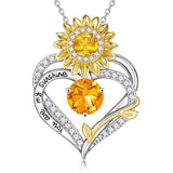 14K Gold Plated Birthstone Sunflower Pendant Necklace Anniversary Birthday Gifts for Women