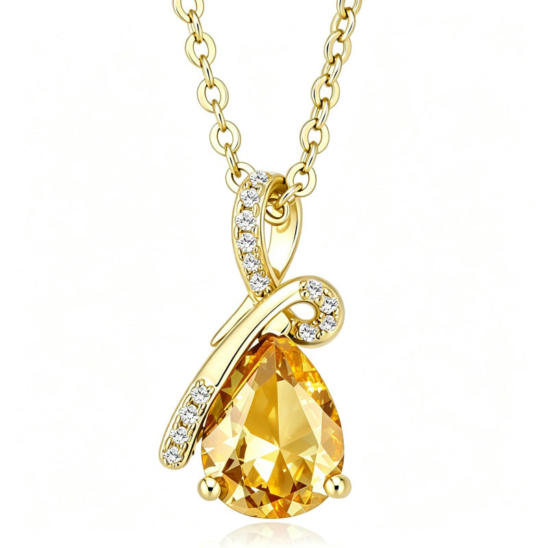 14K Gold Plated  Teardrop Birthstone Pendant Necklace Birthday Gifts for Women