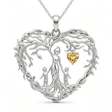 Sterling Silver Heart Pendant Birthstone Tree of Life Mother Child Family Necklace