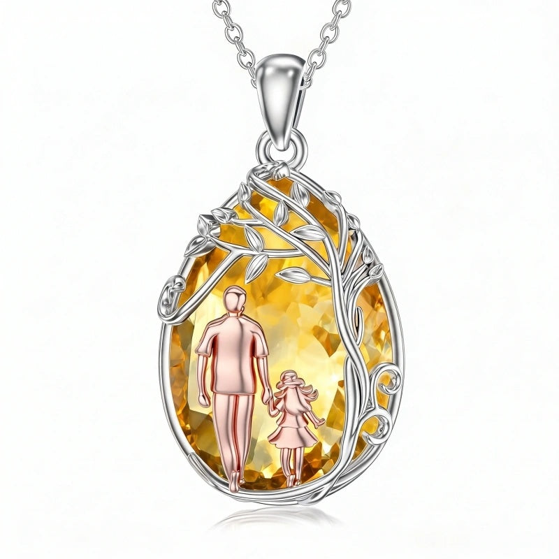 Sterling Silver Crystal Father Daughter Pendant Necklace from Dad  I Love You Forever Jewelry