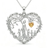 Sterling Silver Heart Pendant Birthstone Tree of Life Mother Child Family Necklace