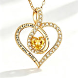 14K Gold Plated Love Heart Birthstone Necklace for Women