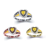 Sterling Silver Personalized Birthstone Engraved Class Rings for Women, College Senior High School Ring