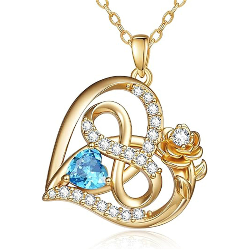 Sterling Silver Birthstone Rose Necklace for Women