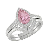 Sterling Silver 3.0CT Pear-Shaped Wedding  Engagement Ring Set For Women