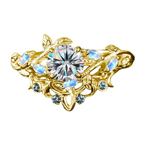 Sterling Silver 1CT Round Gemstone Engagement Wedding Bridal Anniversary Proposal Ring Set for Her