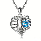 Sterling Silver Black Heart Skeleton Necklace With Engraved