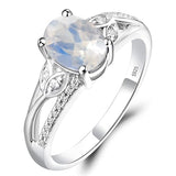 Sterling Silver Oval Shaped 8X6 MM Gemstone Ring Leaf Engagement Ring for Women