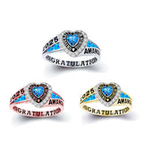 Sterling Silver Personalized Birthstone Engraved Class Rings for Women, College Senior High School Ring
