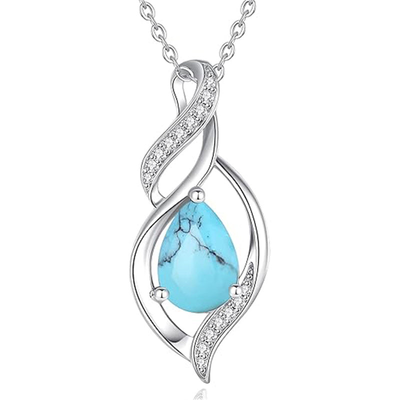 Sterling Silver Teardrop Birthstone Infinity Love Necklace for Women