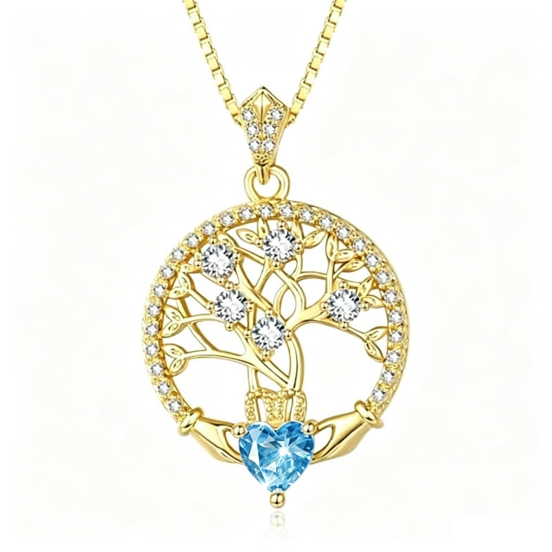 14K Gold Plated  Birthstone Tree of Life Necklaces for Women