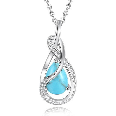 Sterling Silver Teardrop Birthstone Infinity Love Necklace for Women