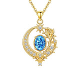 14K Gold Plated  Birthstone Rose Flower Necklace  Birthday Christmas Jewelry Gift