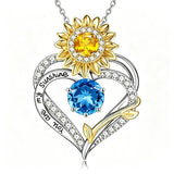 14K Gold Plated Birthstone Sunflower Pendant Necklace Anniversary Birthday Gifts for Women