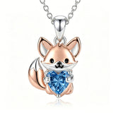 Sterling Silver 12 Month Birthstones Hedgehog Pug Fox Otter Pendant Necklace Gifts for  Birthday, Christmas, Graduation