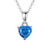 Sterling Silver Heart-Shaped 12 Month Birthstone Cubic Zirconia Pendant Necklace, Valentine's Day Gift