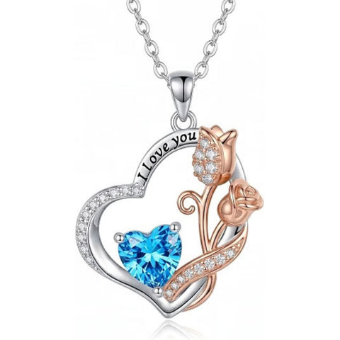 14K Gold Plated  Birthstone Rose Flower Necklaces for Women