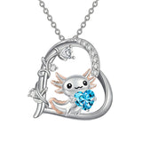 Sterling Silver Birthstone Axolotl Pendant Necklace Jewelry Gifts for Women