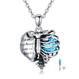 Sterling Silver Heart Birthstone Skeleton Urn Necklaces for Ashes